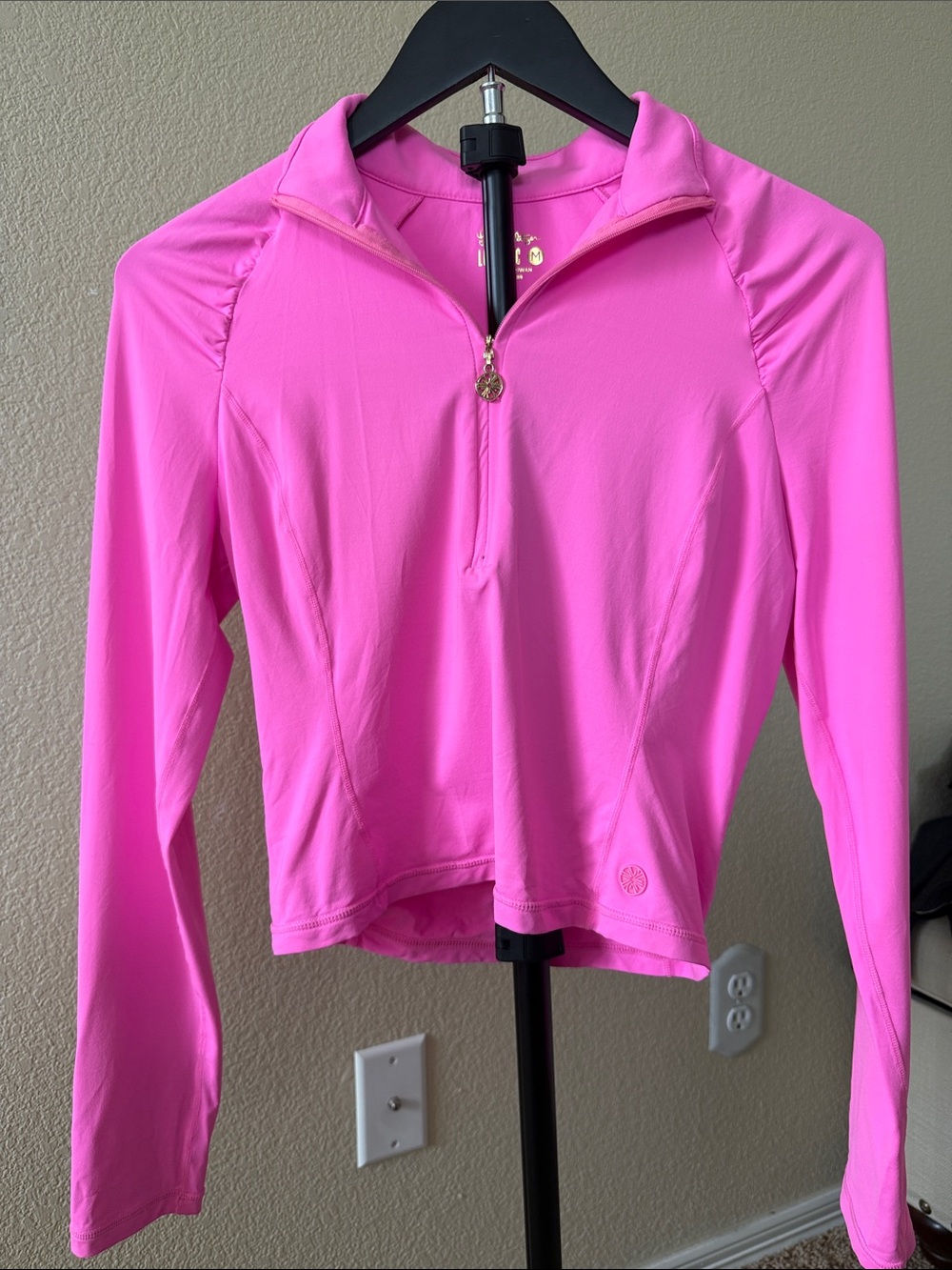 Lilly Pulitzer Hot Pink Quarter-Zip Long Sleeve Top
